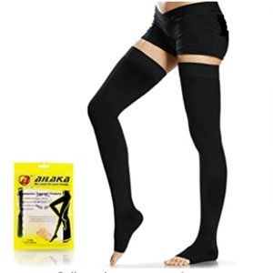 Open Toe Thigh High 20-30 mmHg Compression Stockings Firm Support Graduated XL